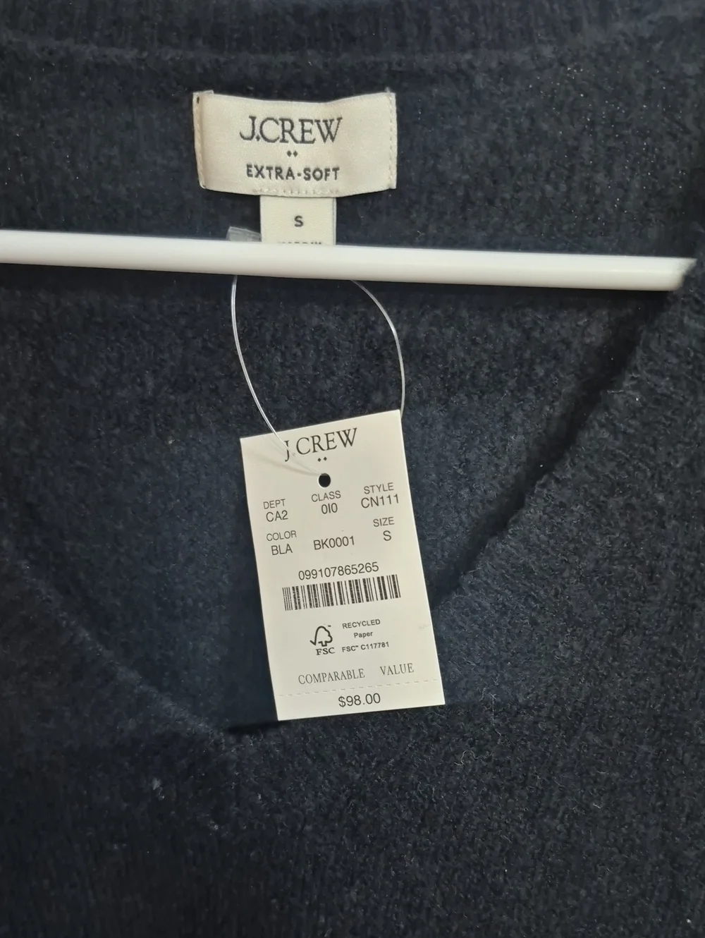 J.Crew Men's Extra-Soft Black Crewneck Sweater